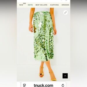 Tuckernuck Sequin Green Midi Pencil Skirt
